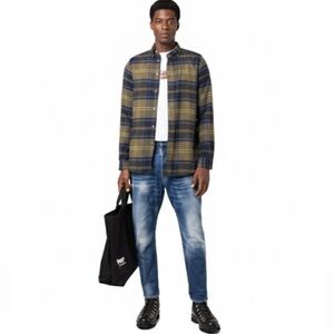 PS Paul Smith Tailored Fit Flannel Shirt Olive And Navy Check Size XL Like New!